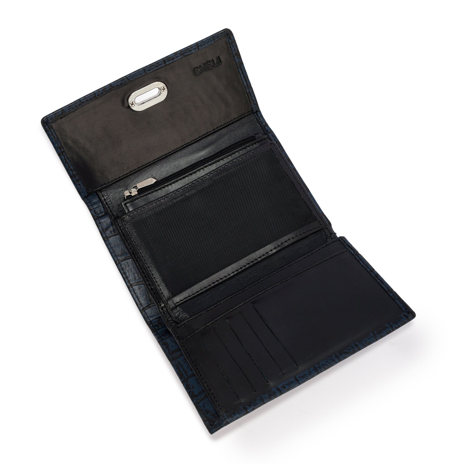 Metal Button Closure Leather Wallet