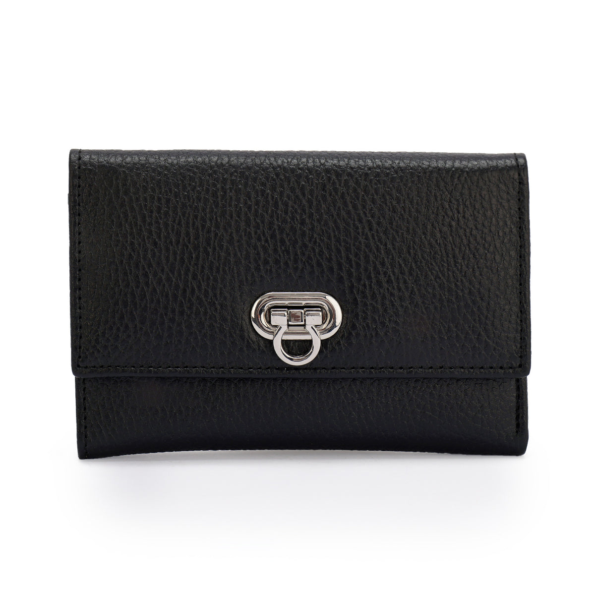 Metal Button Closure Leather Wallet