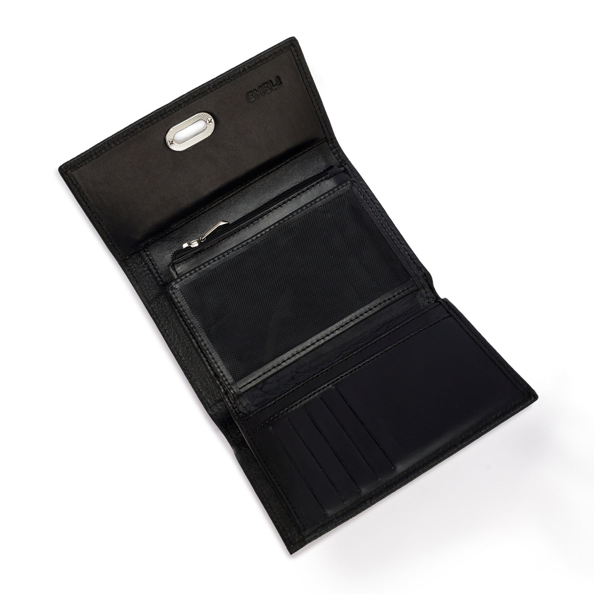 Metal Button Closure Leather Wallet