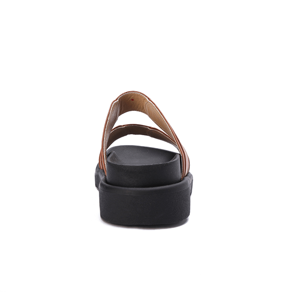 Double Wide-Strap Leather Slides