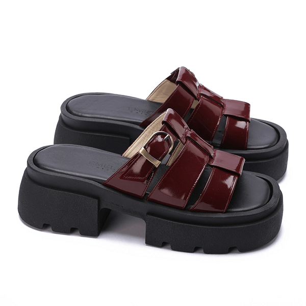 Platform Buckle Slide Sandals