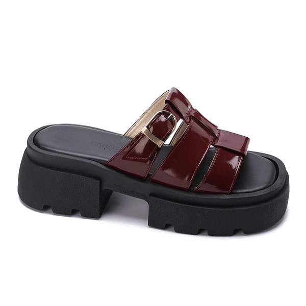 Platform Buckle Slide Sandals