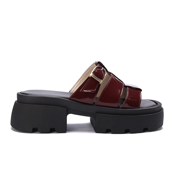 Platform Buckle Slide Sandals