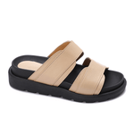 Double Wide-Strap Leather Slides