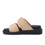 Double Wide-Strap Leather Slides