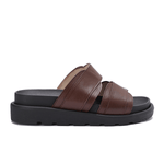 Double Wide-Strap Leather Slides