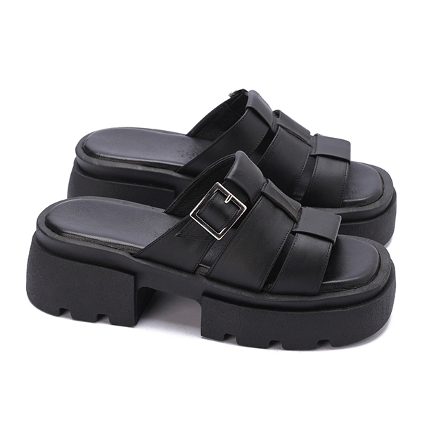 Platform Buckle Slide Sandals