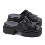 Platform Buckle Slide Sandals