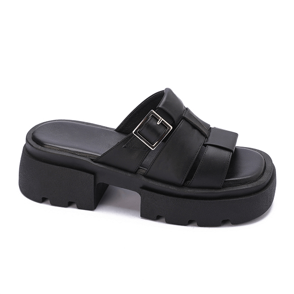 Platform Buckle Slide Sandals