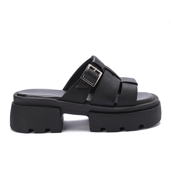 Platform Buckle Slide Sandals