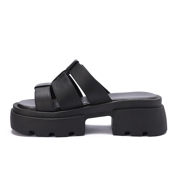 Platform Buckle Slide Sandals