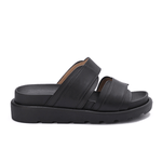 Double Wide-Strap Leather Slides