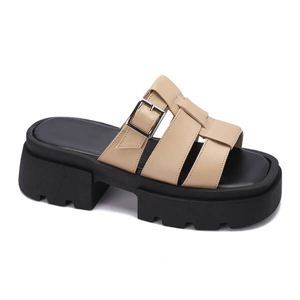 Platform Buckle Slide Sandals