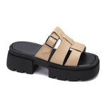 Platform Buckle Slide Sandals