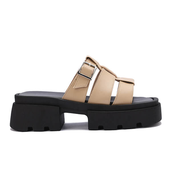 Platform Buckle Slide Sandals