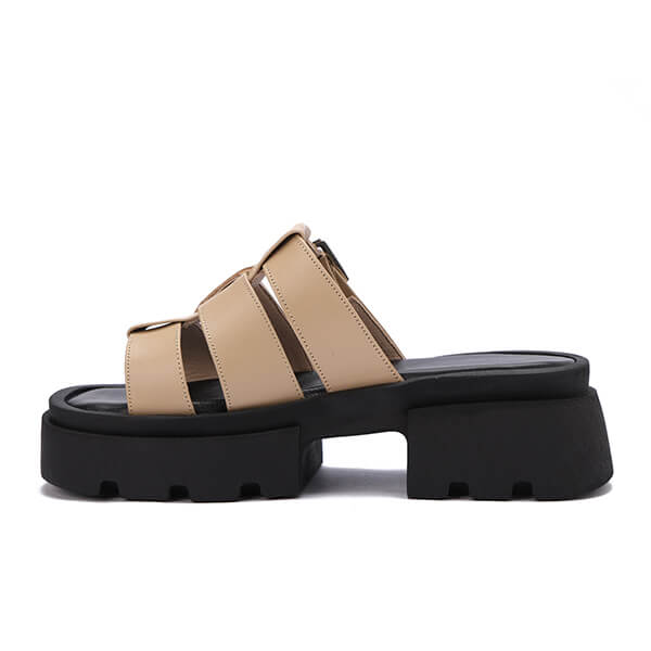 Platform Buckle Slide Sandals