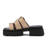 Platform Buckle Slide Sandals