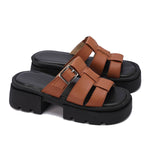 Platform Buckle Slide Sandals