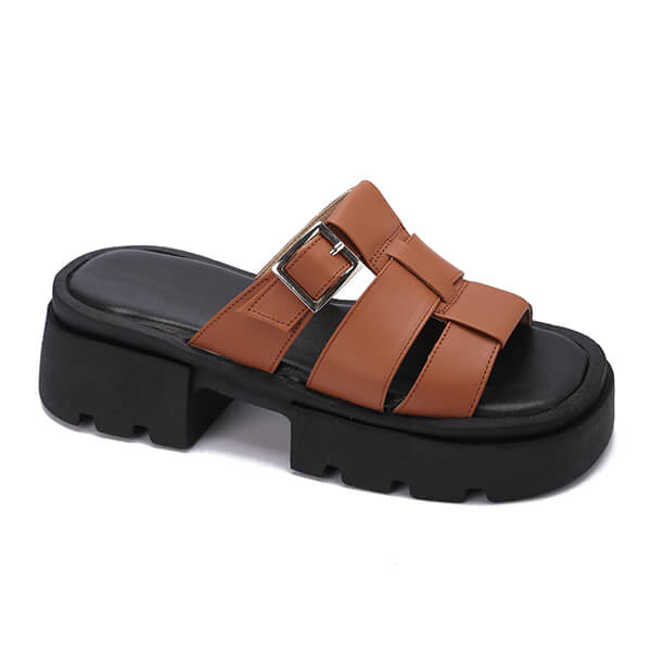 Platform Buckle Slide Sandals