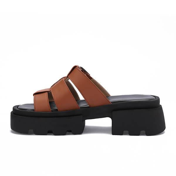 Platform Buckle Slide Sandals