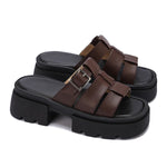 Platform Buckle Slide Sandals