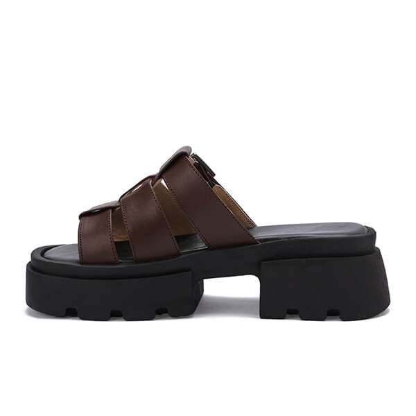 Platform Buckle Slide Sandals