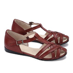 صندل صيفي جلدي مغلق من الأمام