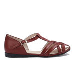 صندل صيفي جلدي مغلق من الأمام