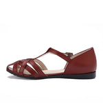 صندل صيفي جلدي مغلق من الأمام