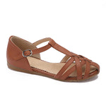 صندل صيفي جلدي مغلق من الأمام