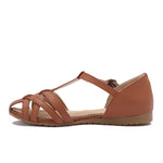 صندل صيفي جلدي مغلق من الأمام