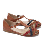 صندل صيفي جلدي مغلق من الأمام