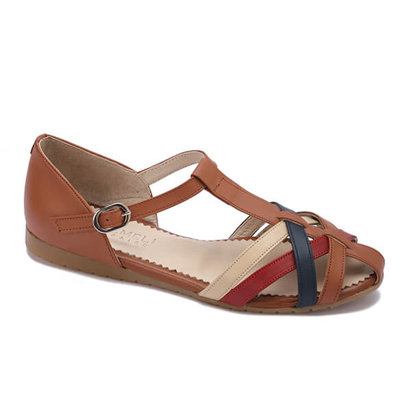 صندل صيفي جلدي مغلق من الأمام