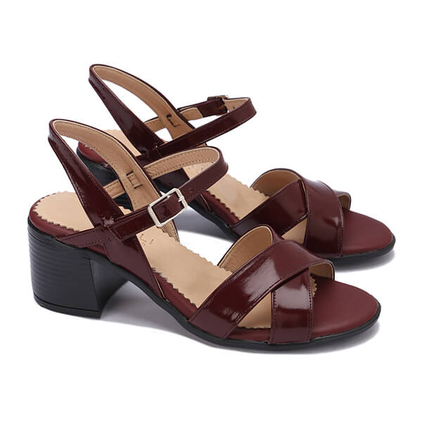 Crisscross Heeled Leather Sandals