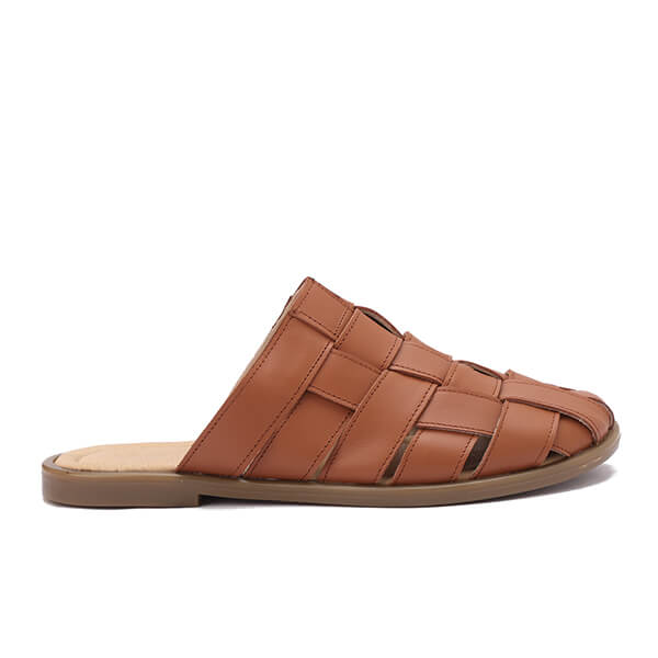 Woven Leather Slip-On Sandals