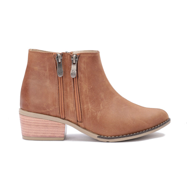 Leather Ankle Boots with Double Zippers
