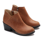 Leather Ankle Boots with Block Heel