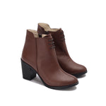 Leather High Heeled Laced Boots