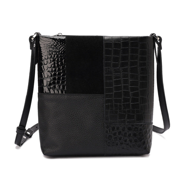 Tara – Multi-Patch Leather Crossbody Bag