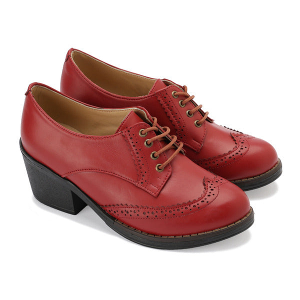 Oxfords Laced Up High Heeled Leather Shoes