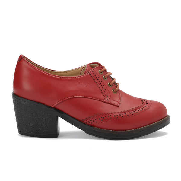 Oxfords Laced Up High Heeled Leather Shoes