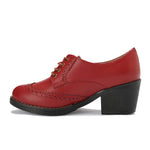 Oxfords Laced Up High Heeled Leather Shoes