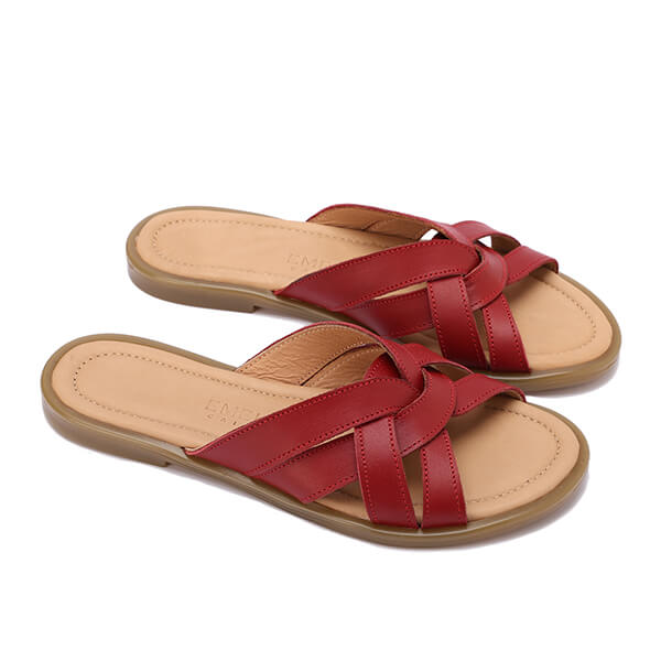 Leather Crisscross Slippers