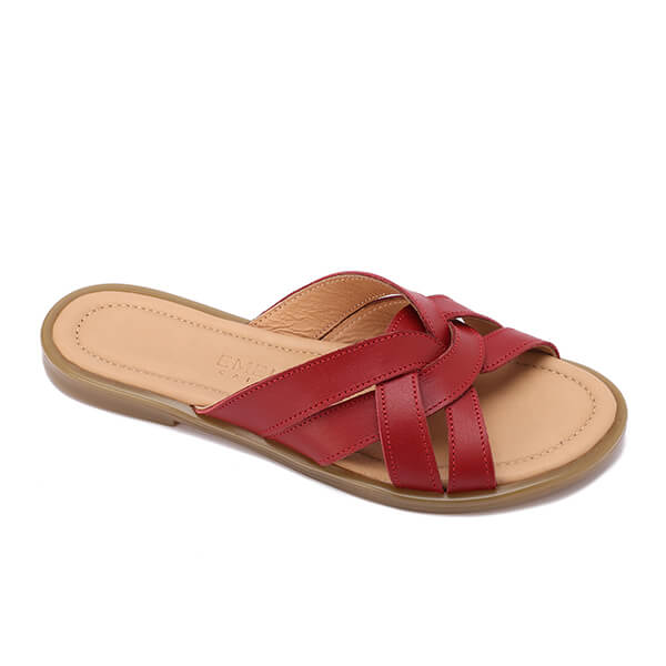 Leather Crisscross Slippers