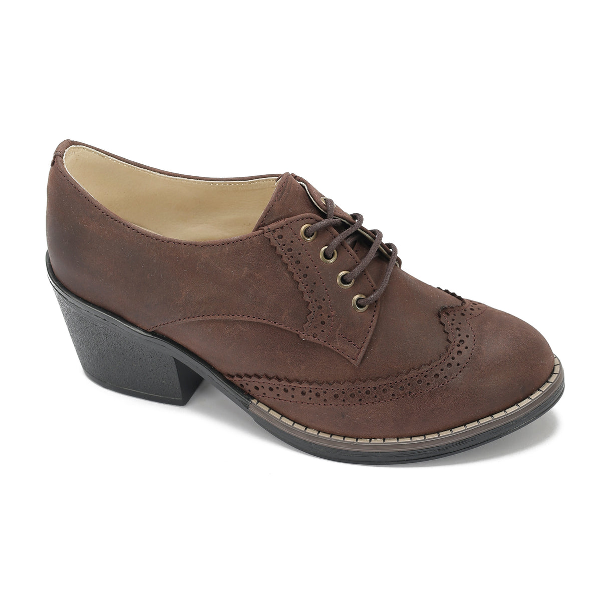 Oxfords Laced Up High Heeled Leather Shoes