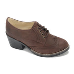 Oxfords Laced Up High Heeled Leather Shoes