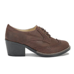 Oxfords Laced Up High Heeled Leather Shoes