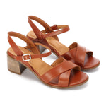 Crisscross Heeled Leather Sandals