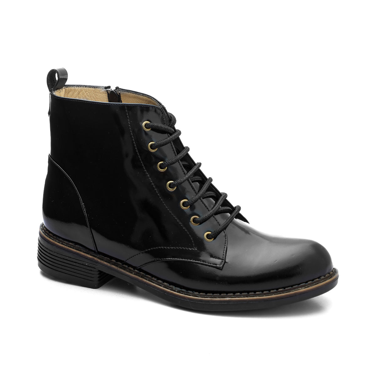 Combat Varnish Leather Boots