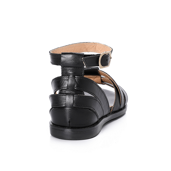 Multi-strap Black Leather Sandals